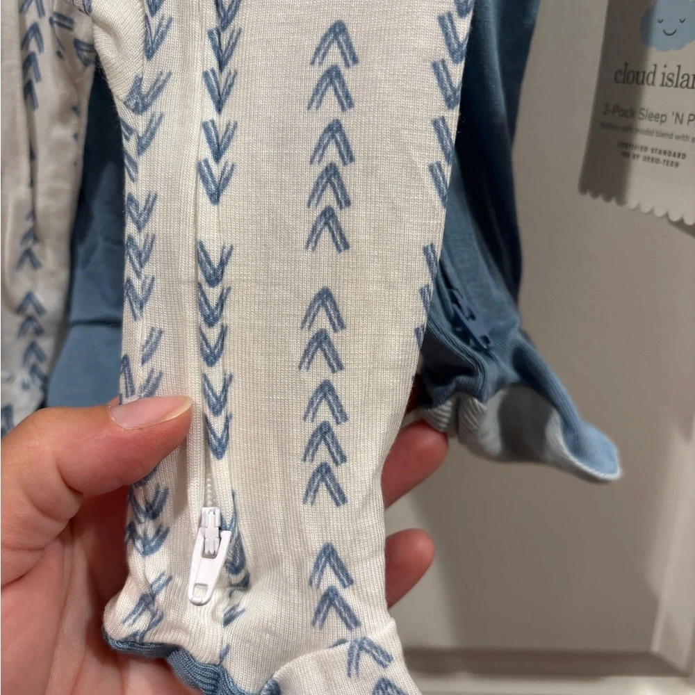 Cloud Island Blue and White Baby Sleepers